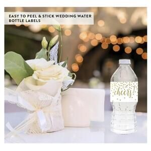 CHEERS Metallic Gold Labels Stickers 20-pack